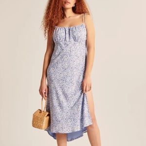 Abercrombie Light Blue Tie Strap Midi Dress NWT